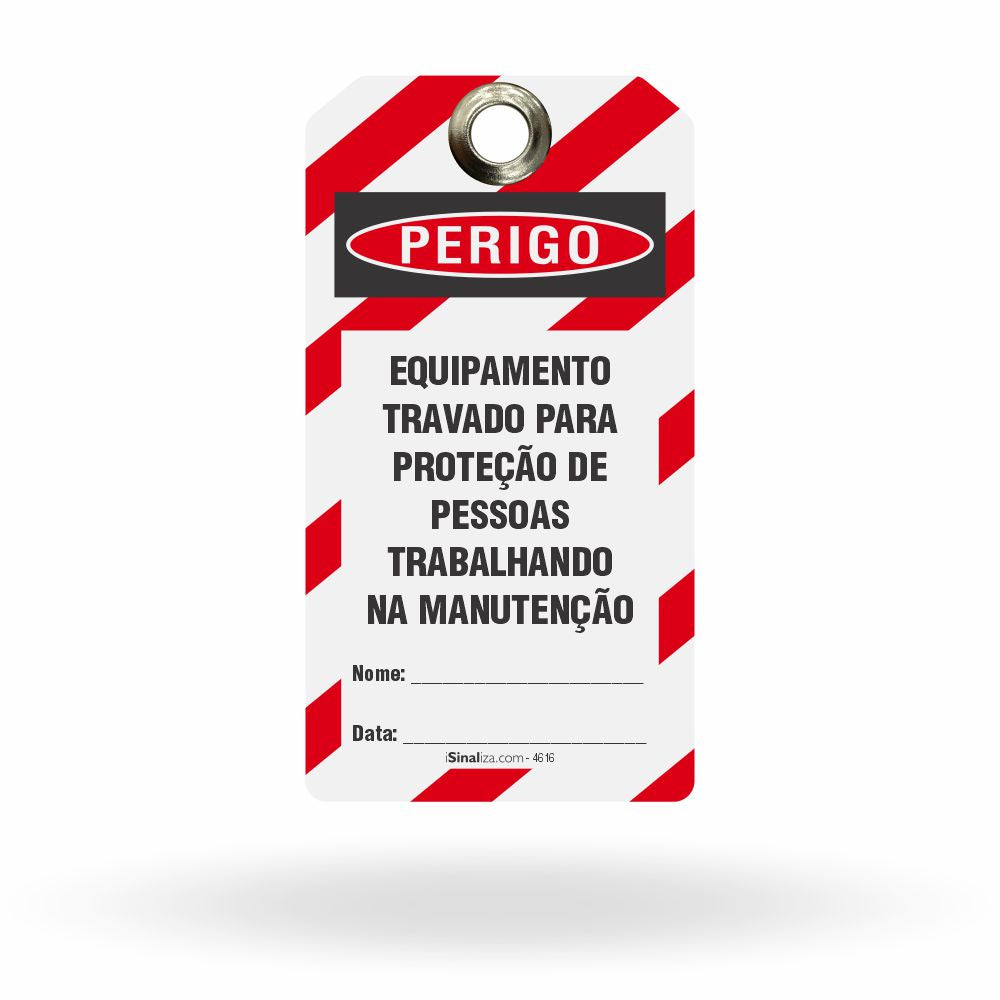 Etiqueta de Bloqueio LOTO "Perigo: Não Opere - Equipamento Travado" (Embalagem com 14 unidades)
