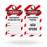 Etiqueta de Bloqueio LOTO "Perigo: Não Opere - Equipamento Bloqueado Por" (Embalagem com 14 unidades)