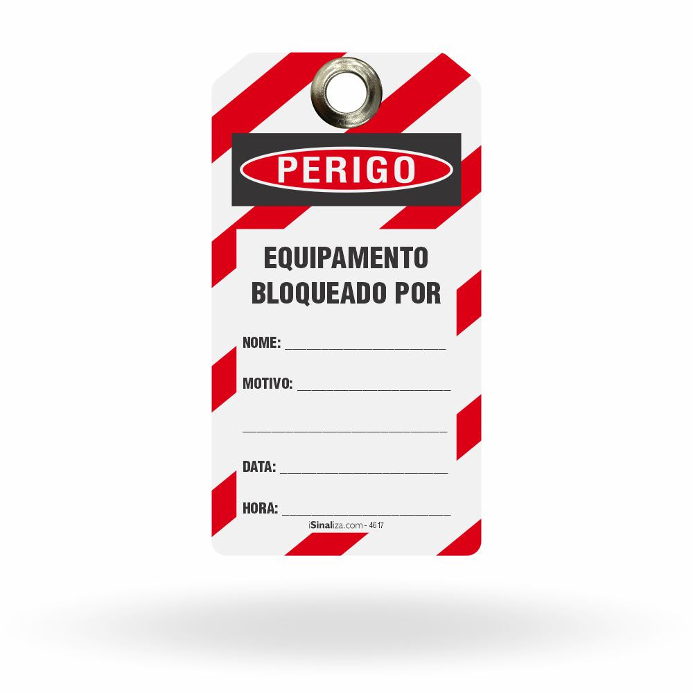 Etiqueta de Bloqueio LOTO "Perigo: Não Opere - Equipamento Bloqueado Por" (Embalagem com 14 unidades)
