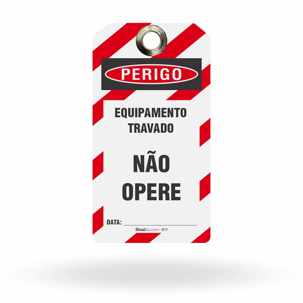Etiqueta de Bloqueio LOTO "Perigo: Não Opere - Equipamento Bloqueado Por" (Embalagem com 14 unidades)