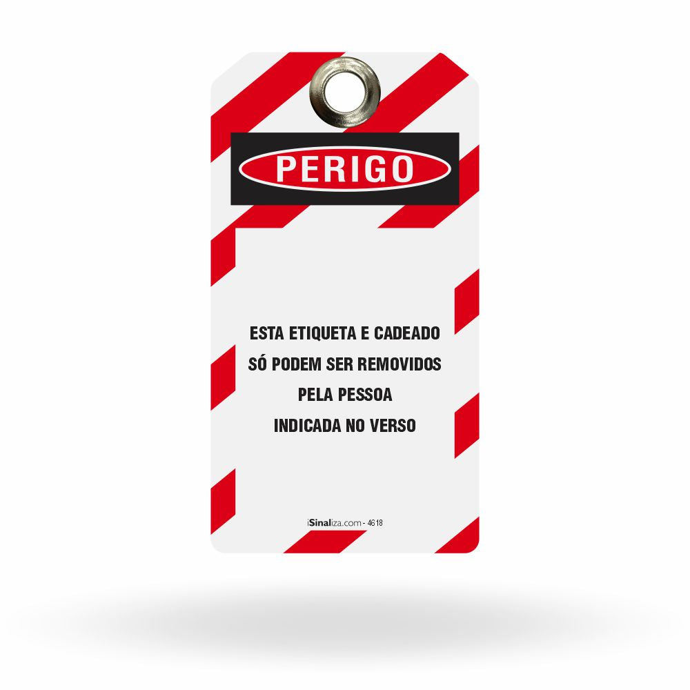 Etiqueta de Bloqueio LOTO "Perigo: Cadeado Removido Por - Com Foto" (Embalagem com 14 unidades)