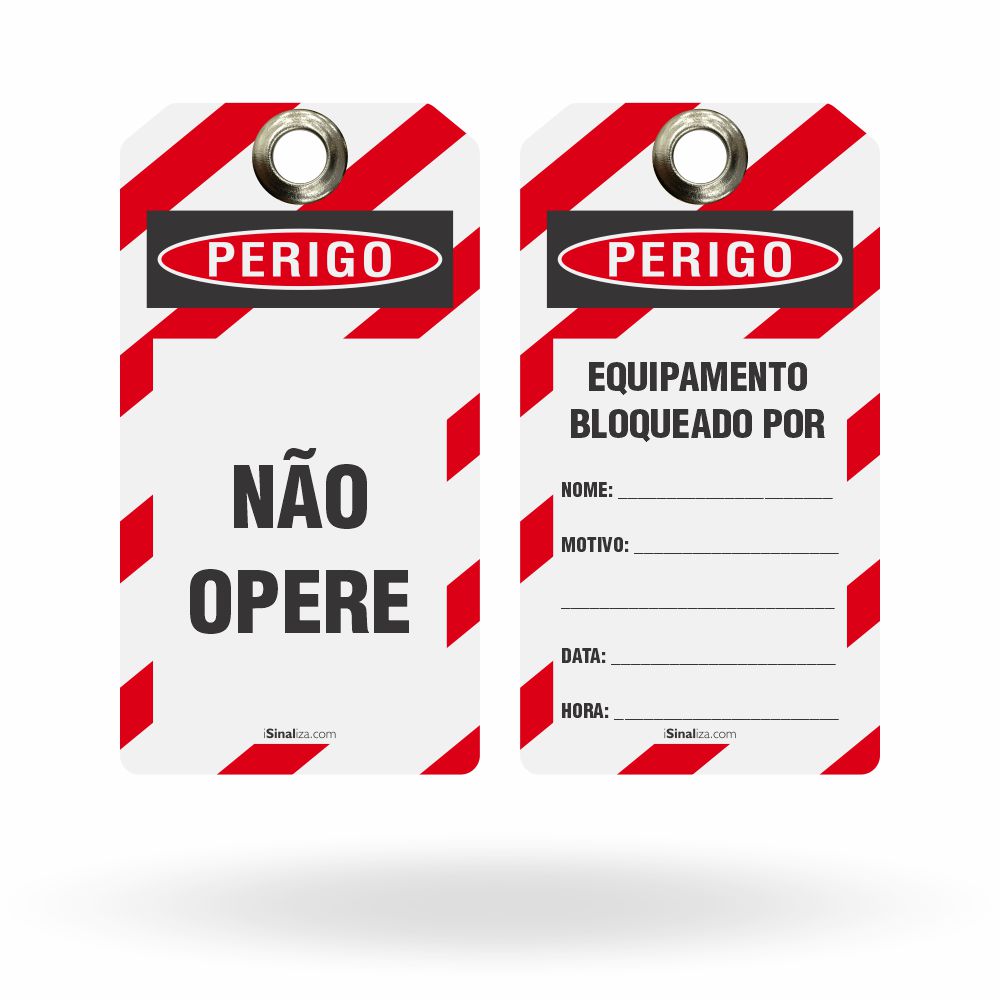 Etiqueta de Bloqueio LOTO "Perigo: Equipamento Bloqueado Por - Não Opere" (Embalagem com 14 unidades)