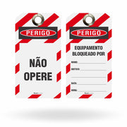 Etiqueta de Bloqueio LOTO "Perigo: Equipamento Bloqueado Por - Não Opere" (Embalagem com 14 unidades)