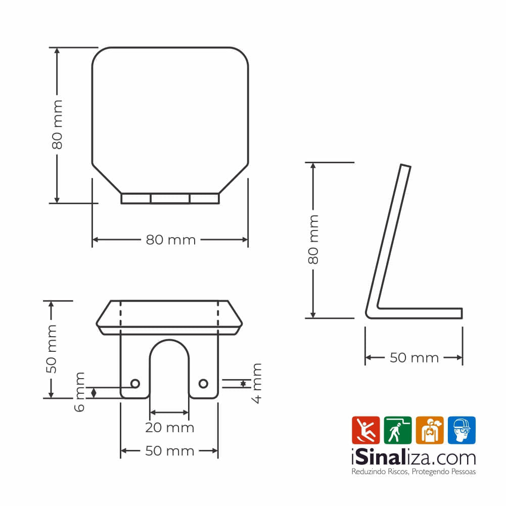 Delineador Sinalizador Refletivo para Defensa Metálica - Policarbonato 2mm