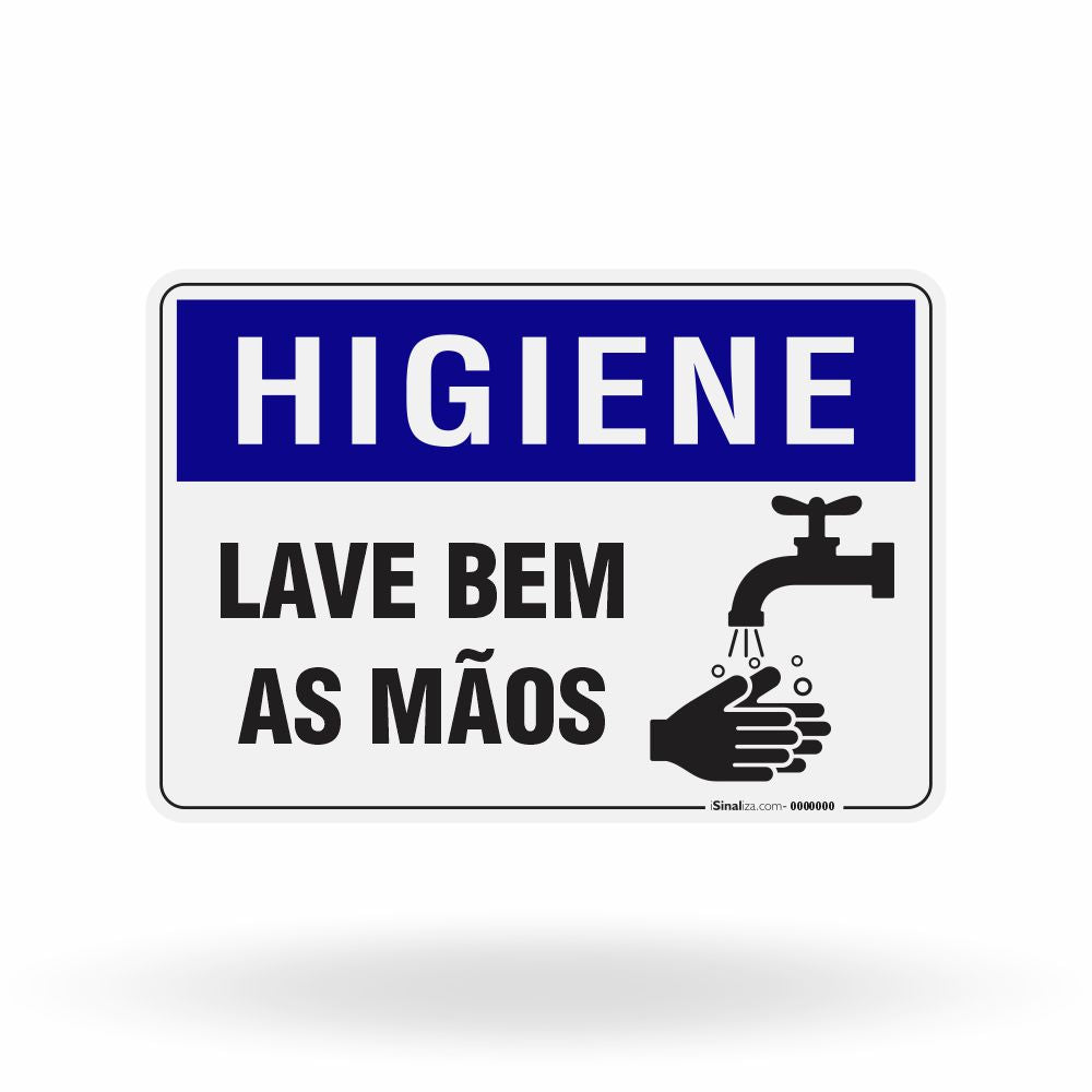 Placa Higiene - Lave Bem as Mãos