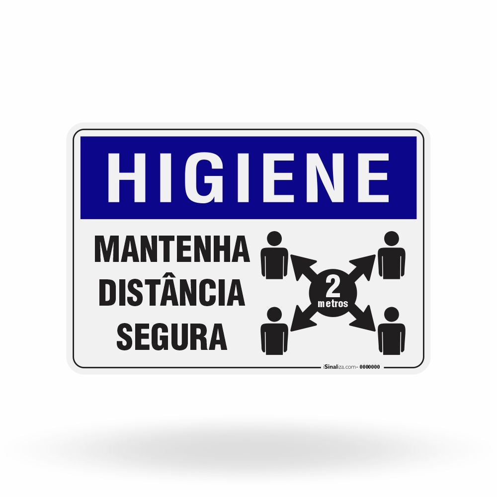 Placa Higiene - Mantenha Distância Segura