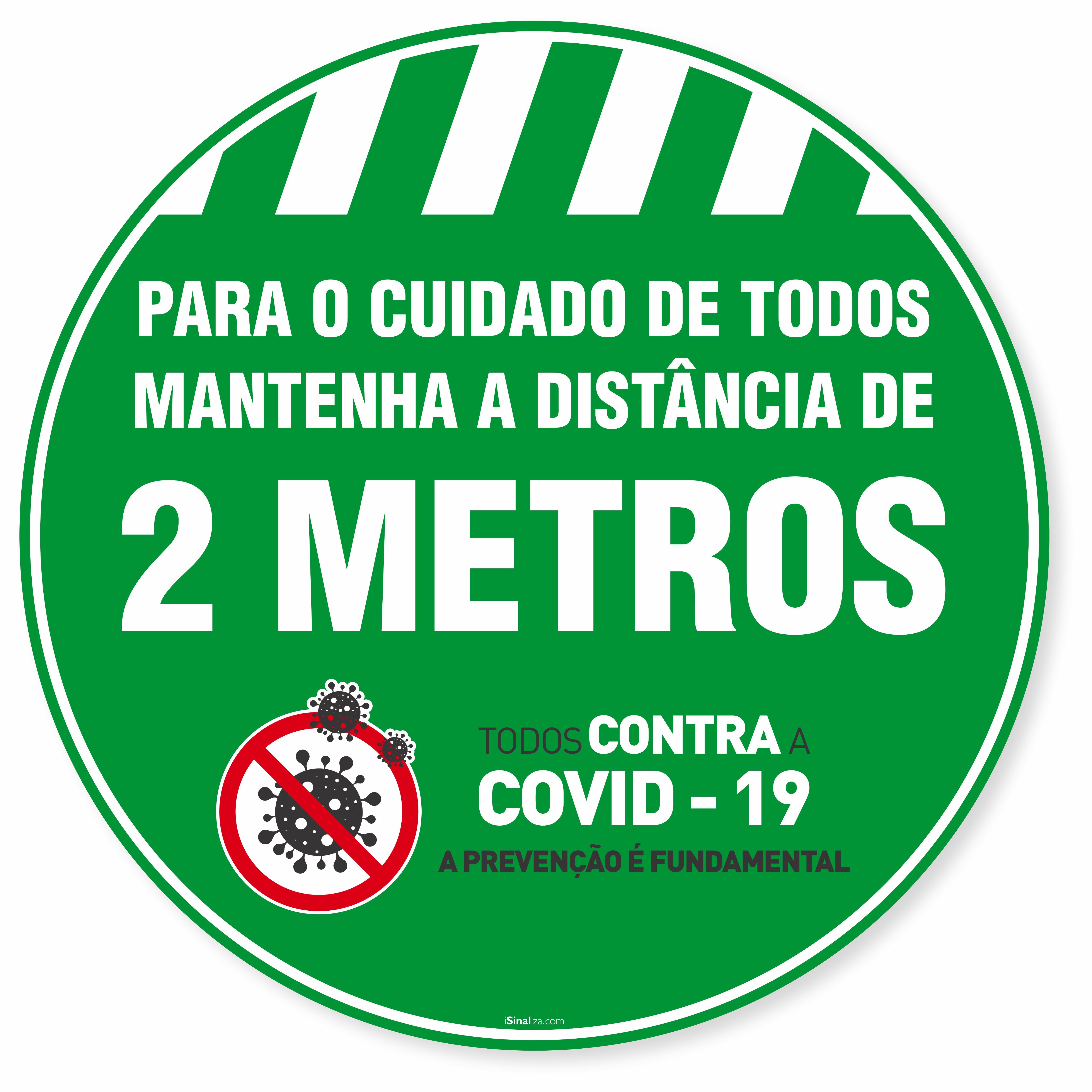 Adesivo De Piso Mantenha A Distância De 2 Metros Verde - 40x40cm (5 und)