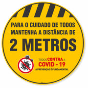 Adesivo De Piso Mantenha A Distância De 2 Metros Amarelo - 40x40cm (5 und)