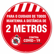 Adesivo De Piso Mantenha A Distância De 2 Metros Vermelho - 40x40cm (5 und)
