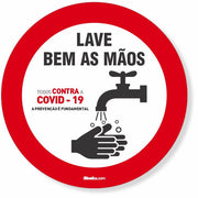 Adesivo Lave Bem As Mãos - 10x10cm (5 und)