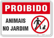 Placa Proibido Animais No Jardim