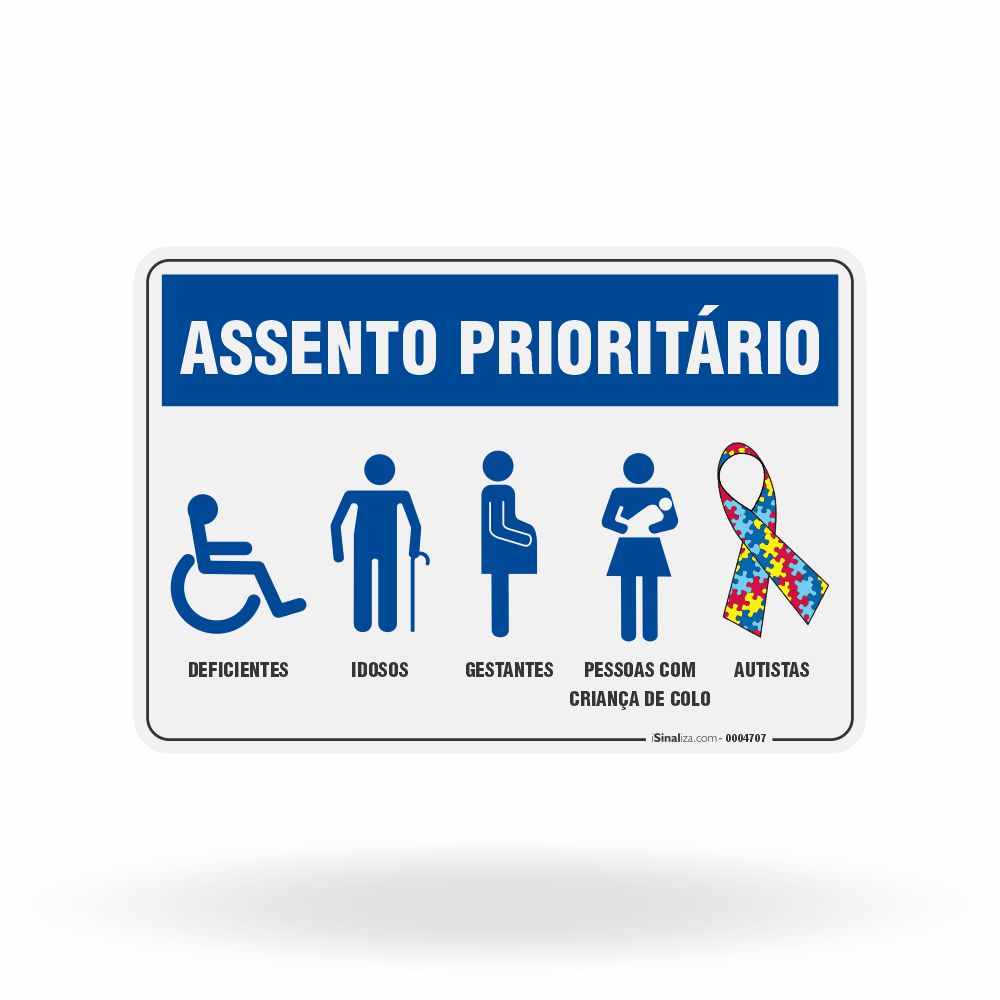 Placa de Sinalização "Assento Prioritário"