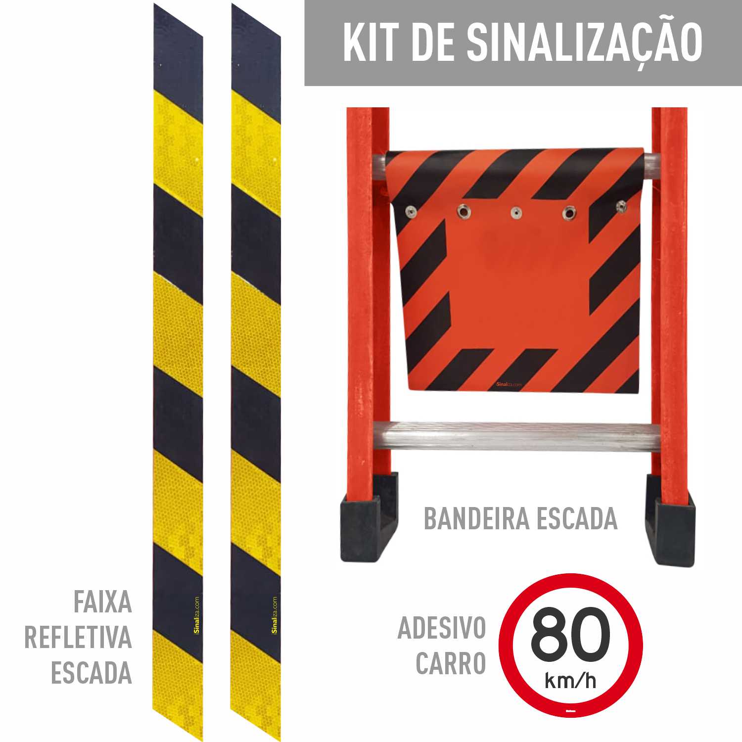 Kit Sinalização Carro Escada Velocidade Máxima