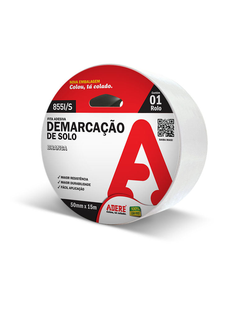 Fita Adesiva Demarcação De Solo Branca - Cód. 855i/S 50mm X 30m