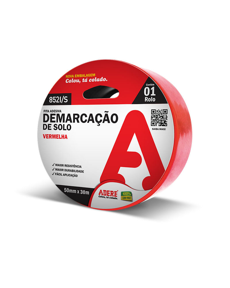 Fita Adesiva Demarcação De Solo Vermelha - Cód. 852i/S 50mm X 30m