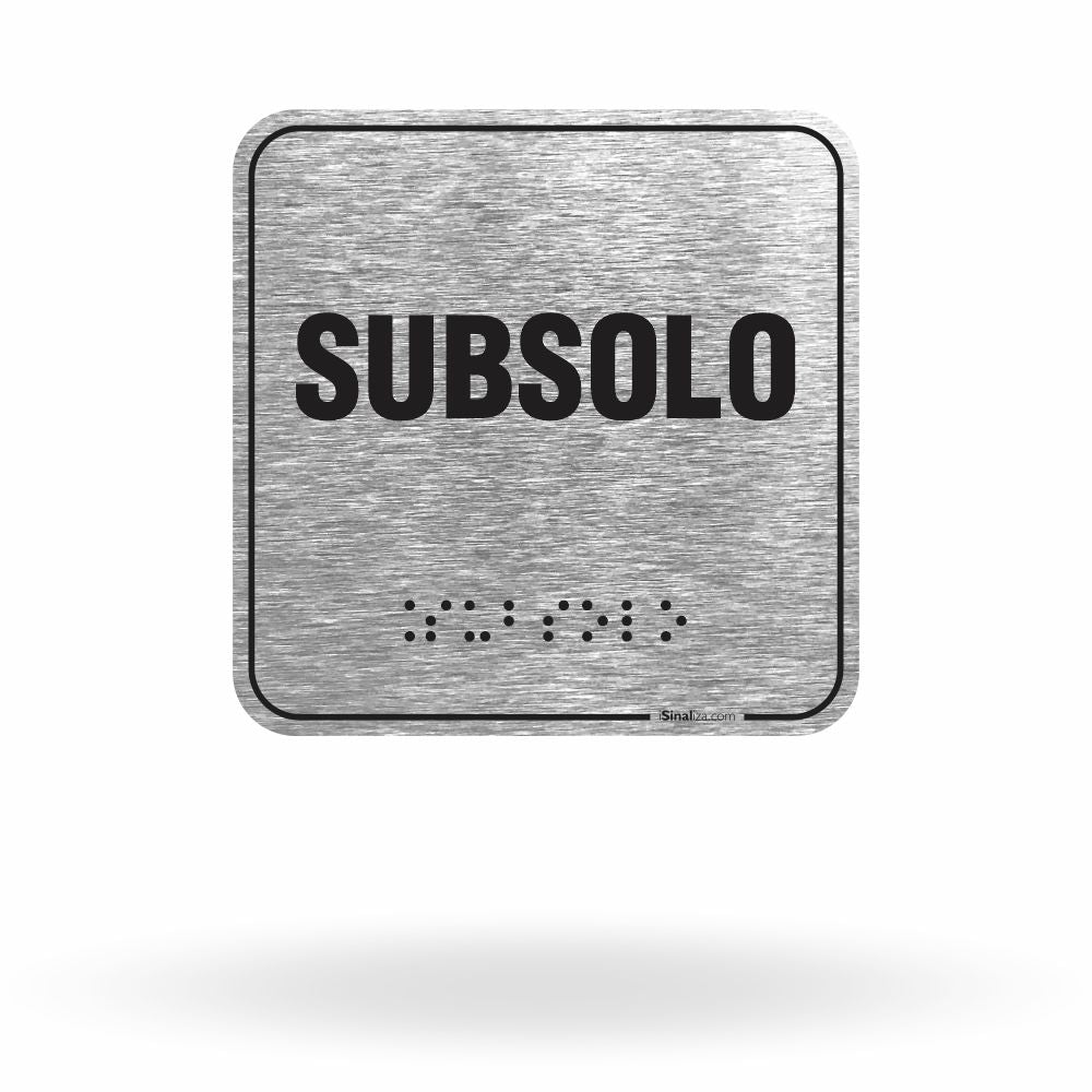 Placa de Sinalização "Subsolo" com Braille e Relevo