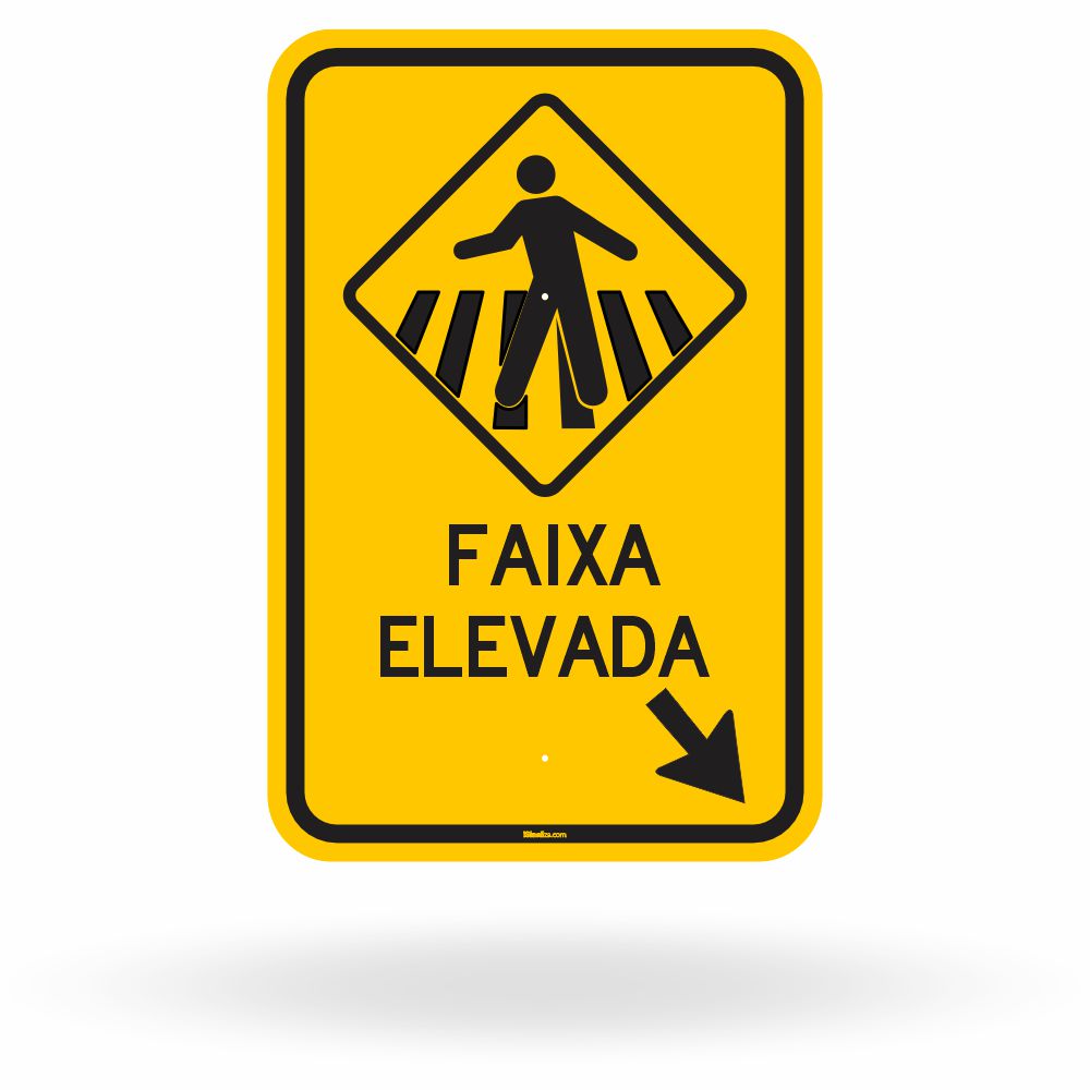 Placa Passagem de Pedestres (Faixa Elevada) - Seta Direita (A-32b)