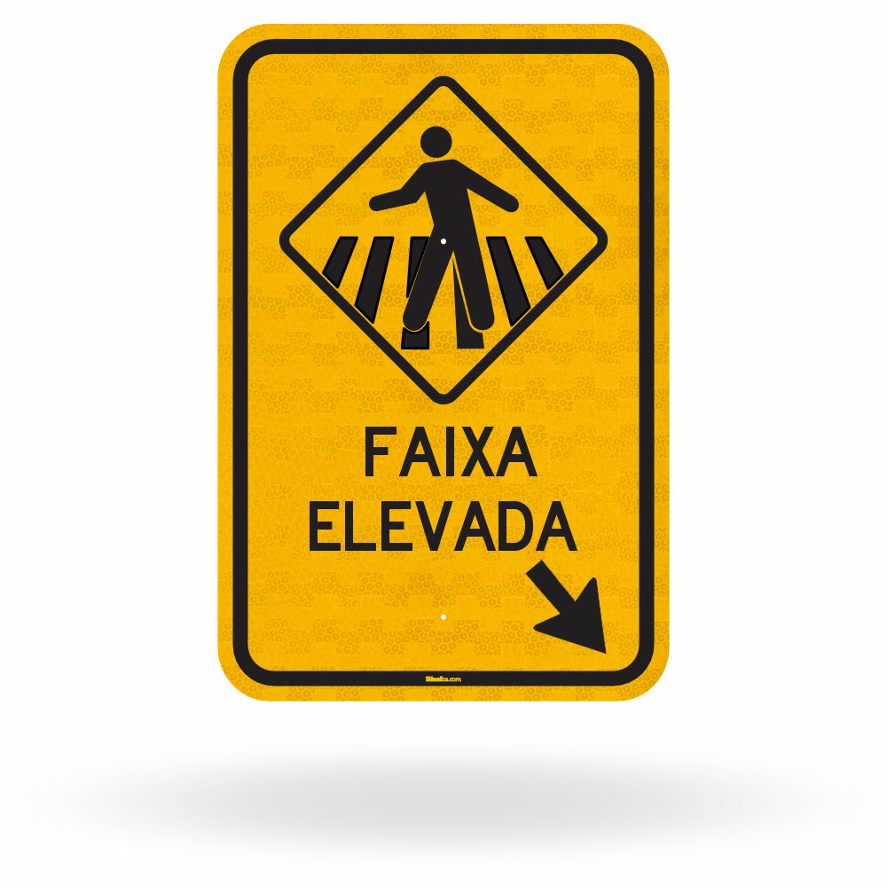 Placa Passagem de Pedestres (Faixa Elevada) - Seta Direita (A-32b)