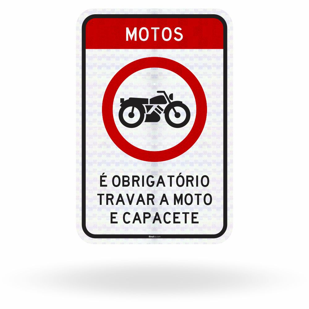 Placa Estacionamento de Motos - Obrigatório Travar Moto e Capacete