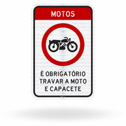 Placa Estacionamento de Motos - Obrigatório Travar Moto e Capacete
