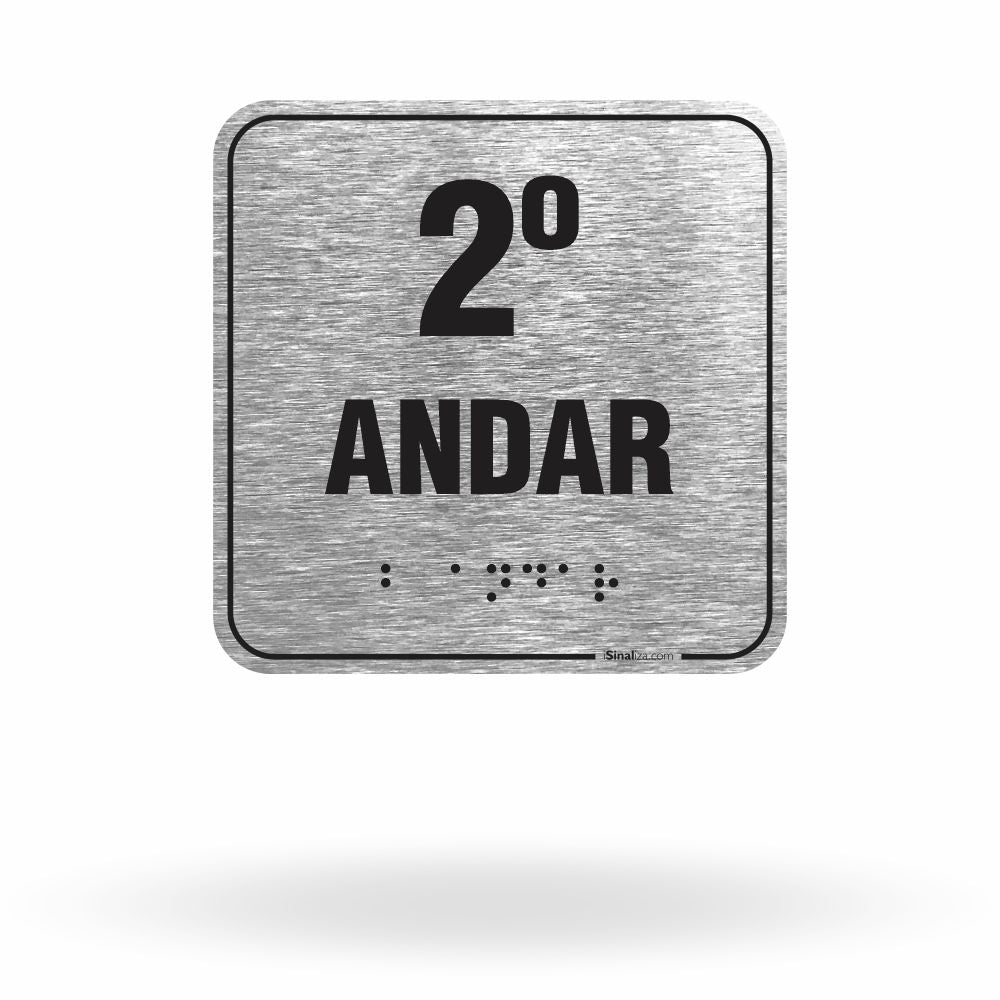 Placa de Sinalização "2º Andar" com Braille e Relevo