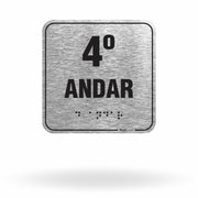 Placa de Sinalização "4º Andar" com Braille e Relevo