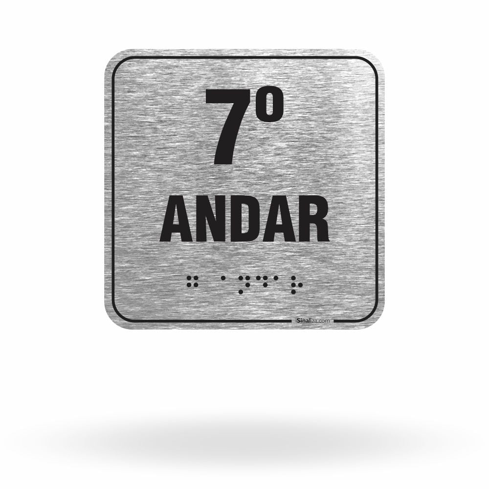 Placa de Sinalização "7º Andar" com Braille e Relevo