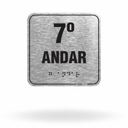 Placa de Sinalização "7º Andar" com Braille e Relevo