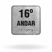 Placa de Sinalização "16º Andar" com Braille e Relevo