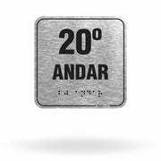Placa de Sinalização "20º Andar" com Braille e Relevo
