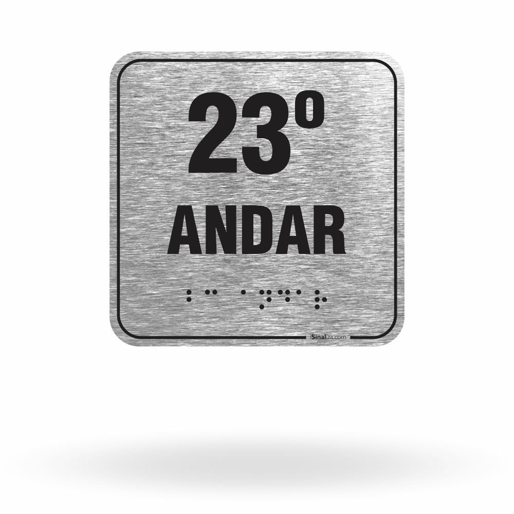 Placa de Sinalização "23º Andar" com Braille e Relevo