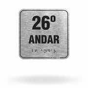 Placa de Sinalização "26º Andar" com Braille e Relevo
