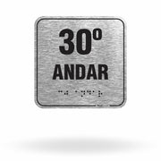 Placa de Sinalização "30º Andar" com Braille e Relevo