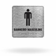Placa de Sinalização "Banheiro Masculino" com Braille e Relevo