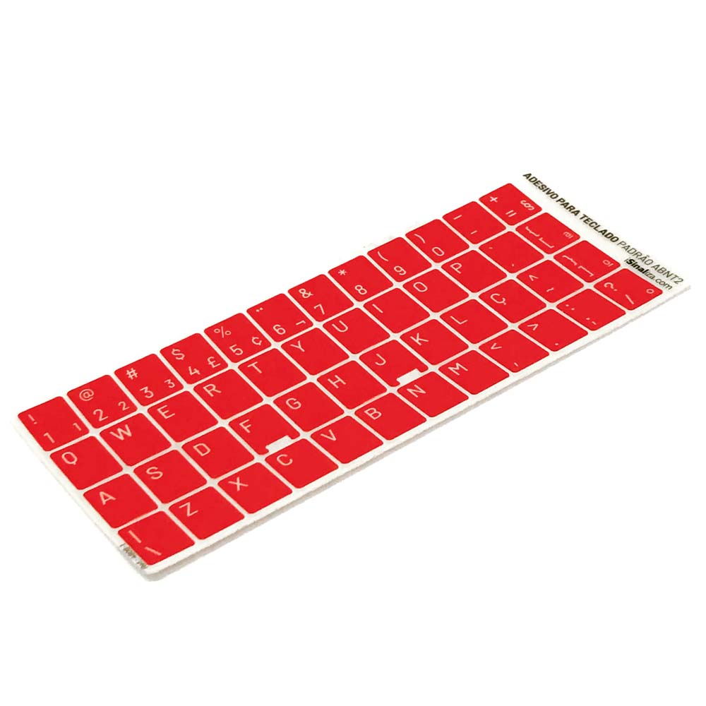 Adesivo Português Teclado Padrão ABNT2 - Cor Vermelho e Branco