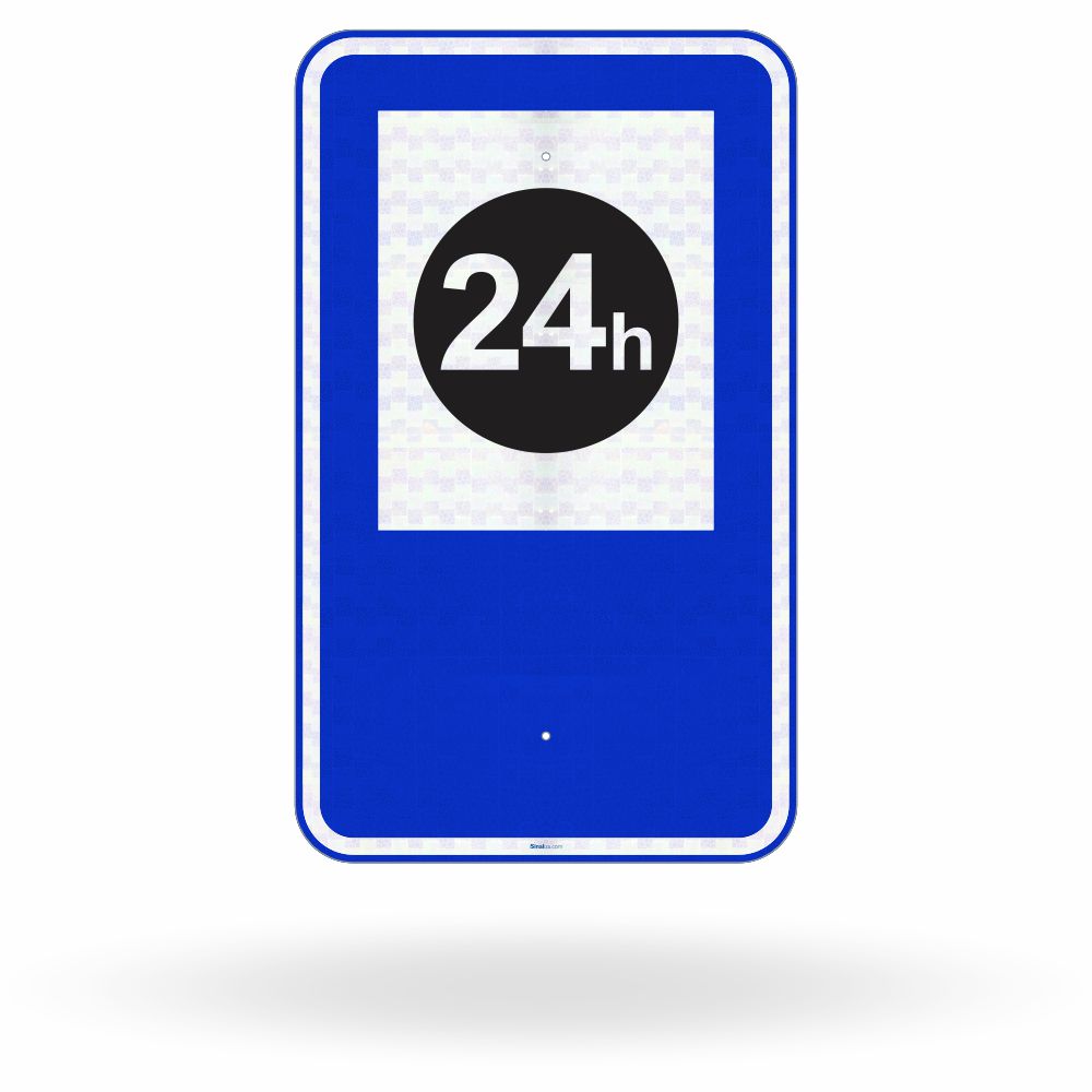Placa de Sinalização de Serviço Auxiliar SAU-05 - Rua 24 Horas