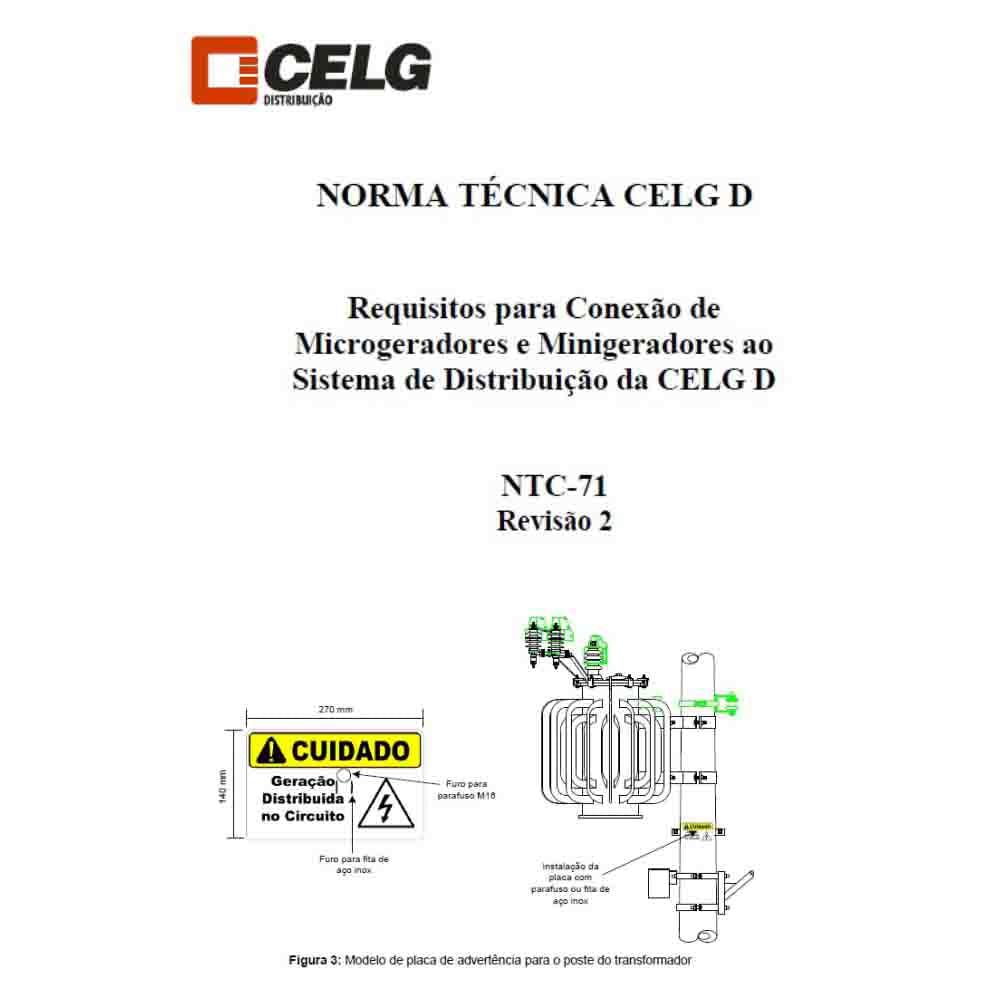 Placa Cuidado Geração Distribuída No Circuito CELG