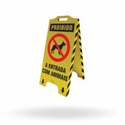 Cavalete de Sinalização "Proibido Entrada Animais" Trilíngue
