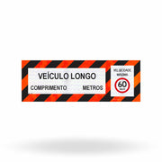 Faixa Adesiva Refletivo Traseiro "Veículo Longo - Comprimento Excedente e Velocidade" CONTRAN 882 (2,30 x 0,80 m)