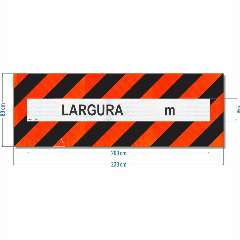 Faixa Adesiva Refletivo Traseiro "Veículo Longo - Largura Excedente" CONTRAN 882 (2,30 x 0,80 m)