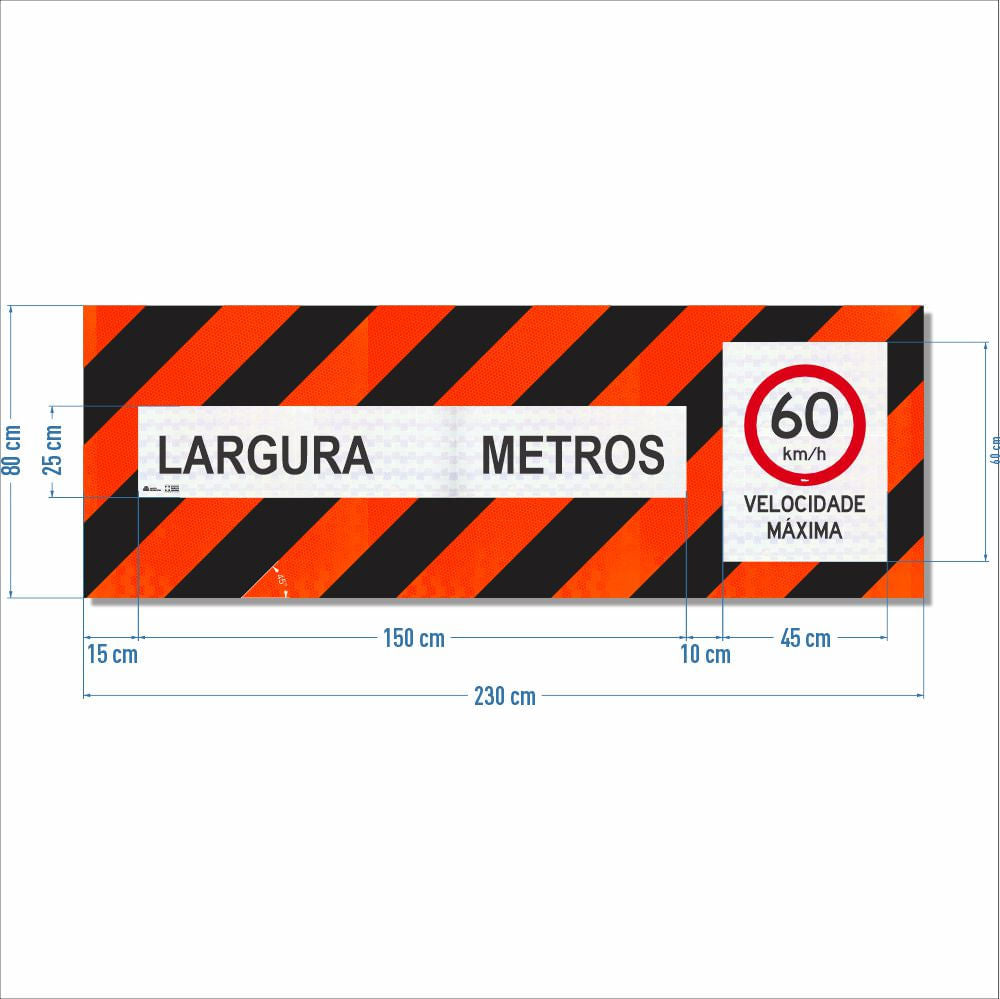 Faixa Adesiva Refletivo Traseiro "Veículo Longo - Largura Excedente e Velocidade" CONTRAN 882 (2,30 x 0,80 m)