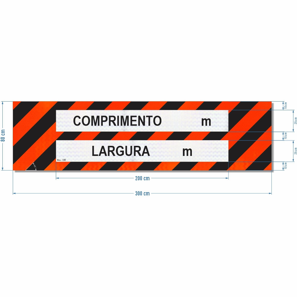 Painel Refletivo Traseiro "Veículo Longo - Largura e Comprimento Excedentes" 3 Metros CONTRAN 882