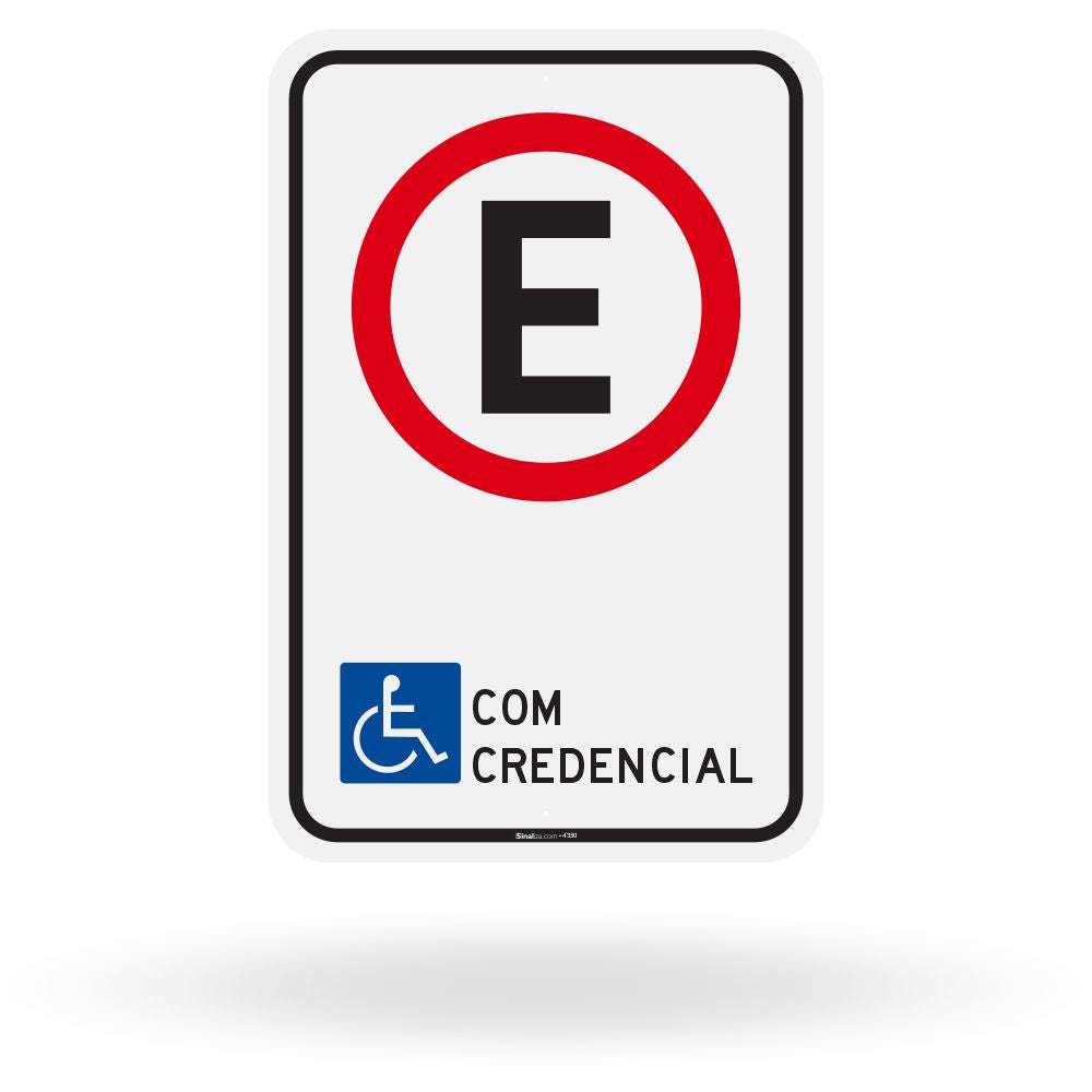Placa Estacionamento Deficiente Físico com Credencial (R-6b)