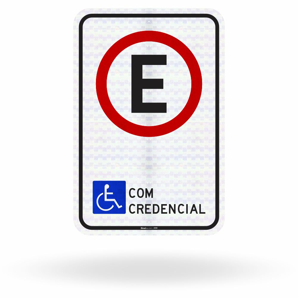 Placa Estacionamento Deficiente Físico com Credencial (R-6b)