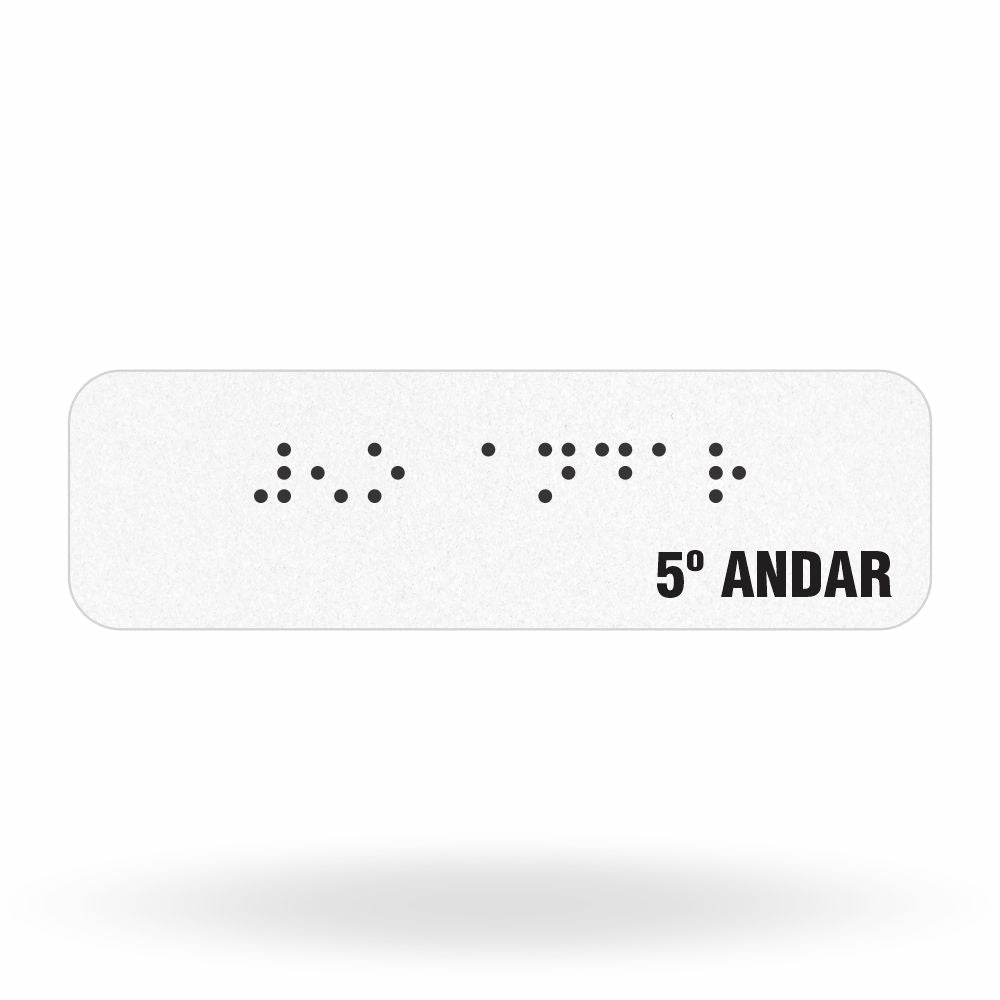 Sinalização Tátil "5º Andar" para Corrimão em Adesivo Refletivo com Braille 10x3 cm
