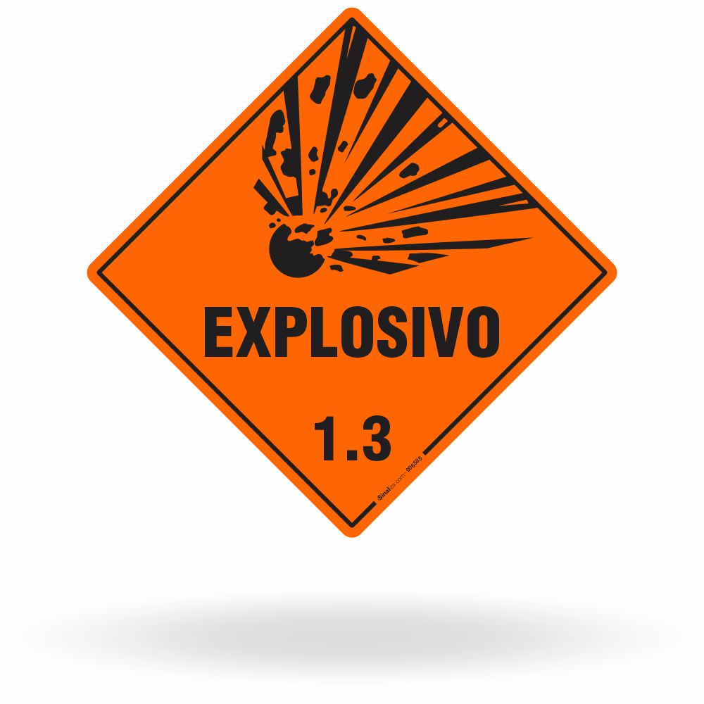 Placa Rótulo de Risco - Classe 1 - Explosivo 1.3 - 30x30 cm