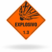 Placa Rótulo de Risco - Classe 1 - Explosivo 1.3 - 30x30 cm