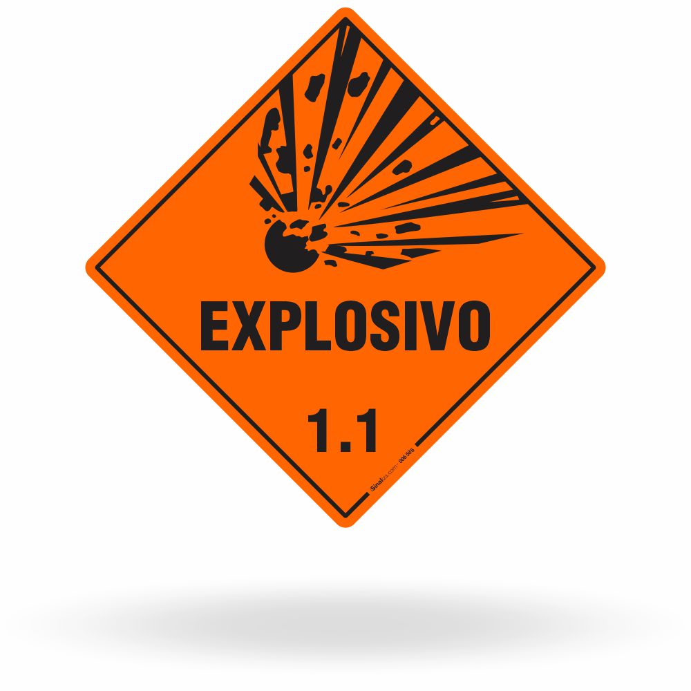 Placa Rótulo de Risco - Classe 1 - Explosivo 1.1 - 30x30 cm