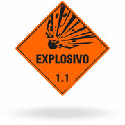 Placa Rótulo de Risco - Classe 1 - Explosivo 1.1 - 30x30 cm