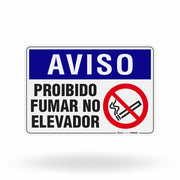 Placa Aviso - Proibido Fumar no Elevador